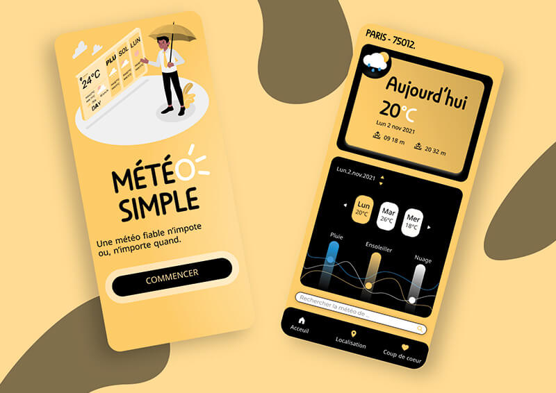 MétéoApp Mockup moodboard