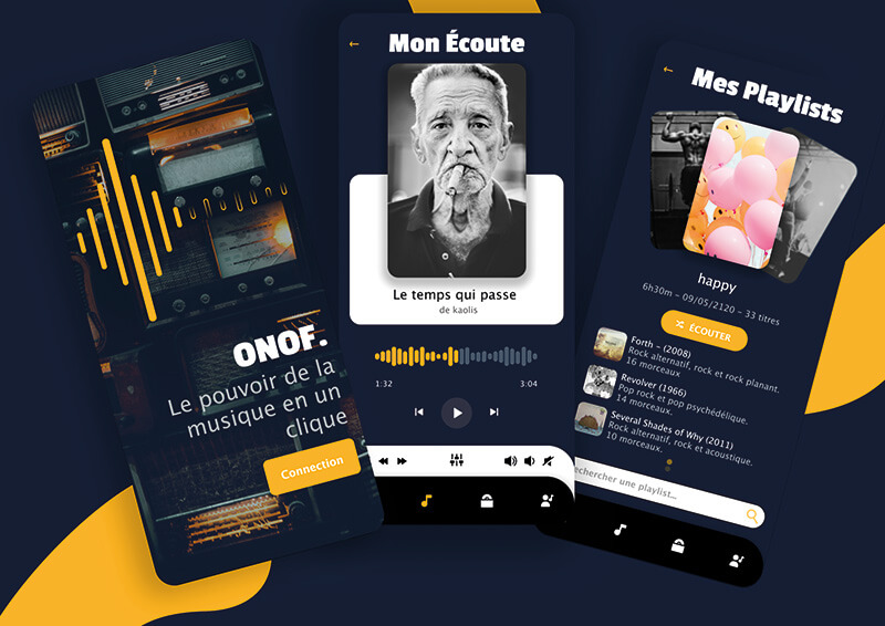 Musique App Mockup moodboard